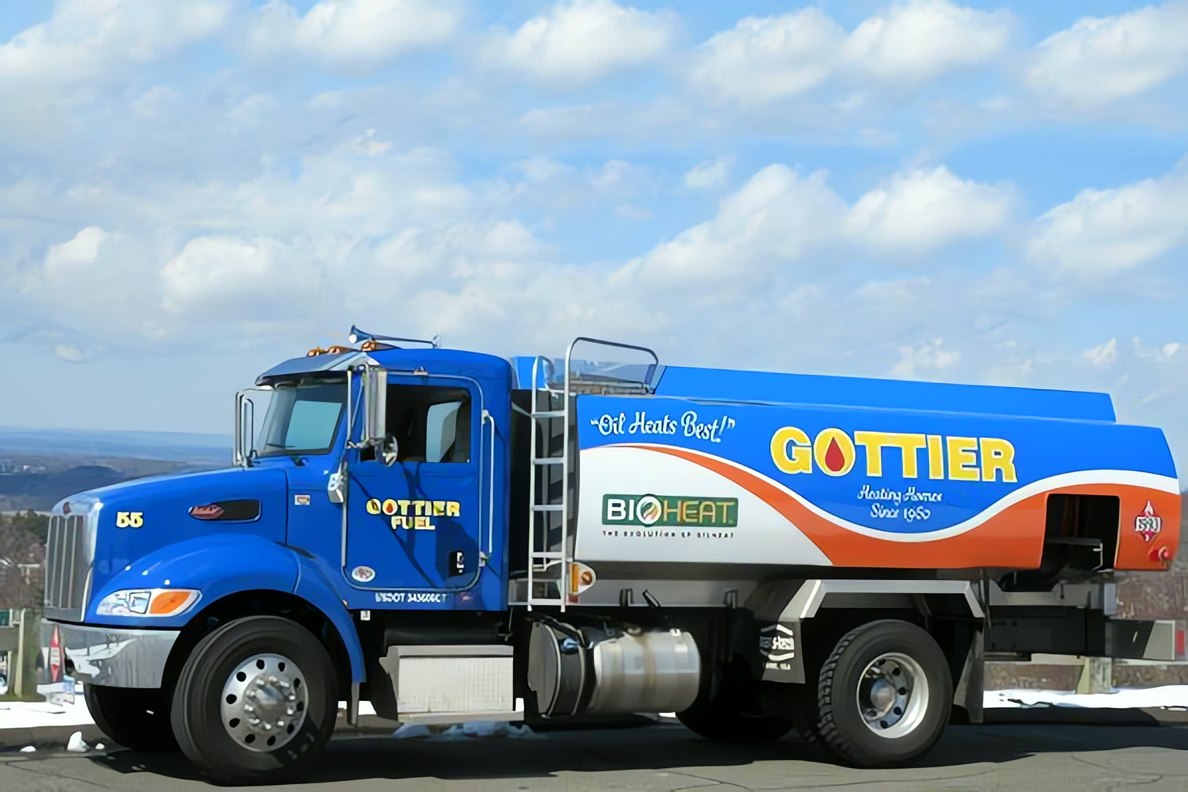 Gottier Fuel's blue Bioheat delivery truck